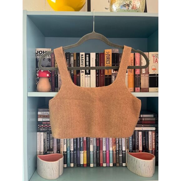 Everlane Wool Blend Crop Tank in Camel - Picture 1 of 3